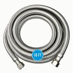 Hippohose 732940942545 10 Ft Braided Stainless Steel Water Supply Line Hose - 3/8 Inch X Co