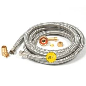 Hippohose 732940942729 20 Ft Stainless Steel Dishwasher Water Hose Kit - Universal Fit Braided Ss