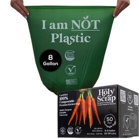 Holy Scrap 356108000284 Medium Compostable Trash Bags - 6-8 Gallon 50 Pack Odorless Plastic-free