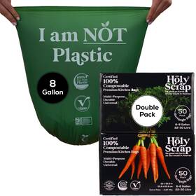 Holy Scrap 356108000291 Medium Compostable Trash Bags - 6-8 Gallon 100 Pack Odorless Plastic-free