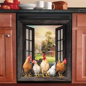 Homega 806257504882 Chicken Dishwasher Coverkitchen Decor Rooster Refrigerator Magnet Decal Panelsco