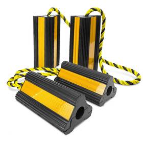 Nbts408n-2 Hoxwell Heavy Duty Rubber Dual Wheel Chocks Rv Non Slip Stoppers With 42in Nyl