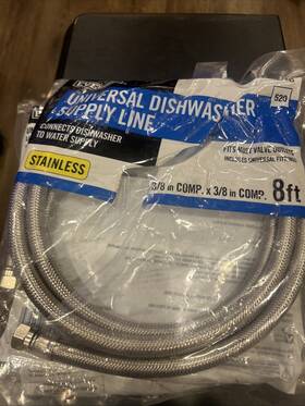 Hqrp 8877731607212 2-pack S.s. Dishwasher Fill Hose 3/8 Inch X3/8 8-foot Water Supply Line No Fittings
