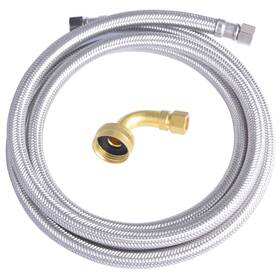 0152104 Hydro Master Braided Stainless Steel Dishwasher Connector With Elbow 72 Inches 3/8 Inch Comp X