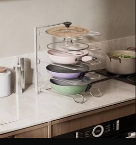 Jaq 792105273792 Pots And Pans Organizer 13.18 Inch Heavy Duty Pot Lids Rack Holder Adjus