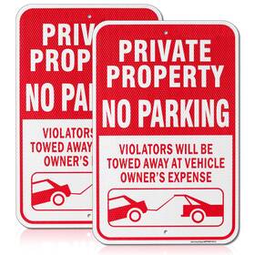 Js-ppnp1812-2 Jesmaysigns Private Property No Parking Sign Violators Will Be Towed Away 2 Pack-1