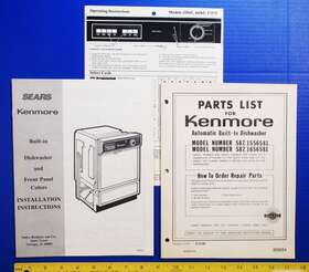 16565 Kenmore 17575 Sears 15565 Dishwasher Install Operating Manual And Parts List