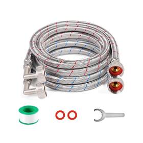 251218 Keokle Washing Machine Hoses 8ft 90 Degree Elbow With Wrench Stainless Steel Braide