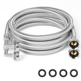 Keokle 719600185290 Premium Burst Proof Stainless Steel Washing Machine Hoses With 90 Degree Elbo