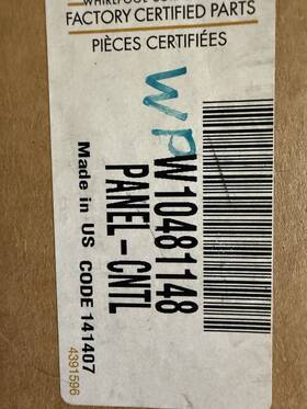 Wpw10481147 Kitchenaid W10481147 Maytag Oem Dishwasher Control Panel Genuine