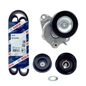 C300 Laipz 680490240027 Drive Belt Kit With Tensioner Assembly And 2 Idler Pulleys For Mercedes 08-12