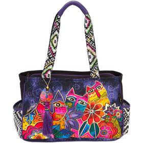 Lb5842 Laurel Burch Medium Tote 14.5 Inch X4 X10 -whiskered Cats