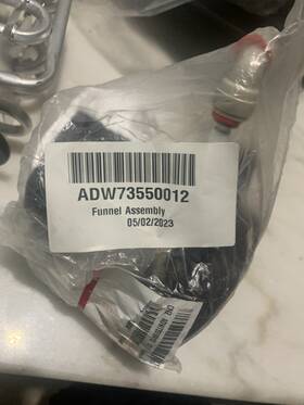 Adw73550012 Lg Dishwasher Funnel Assembly Black/clear/white Plastic