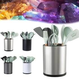 L2760 Litahao Utensil Holder Extra Large Cooking Silverware Caddy Stainless