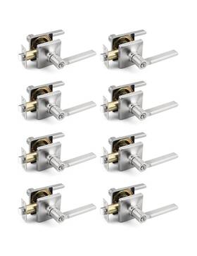 Mg-3603 Mengico 8 Pack Privacy Door Handle Satin Nickel Keyless Interior Knobs