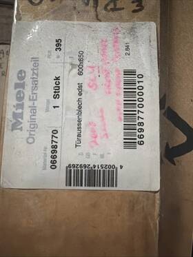 06698770 Miele G2000 Series Ss Door Panel With Controls On Front