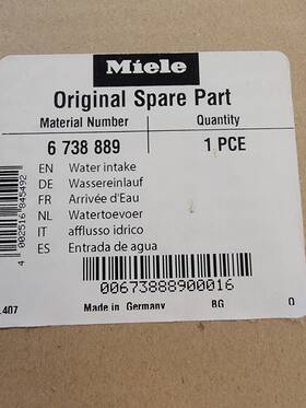 6738889 Miele Brand New Dishwasher Water Intake