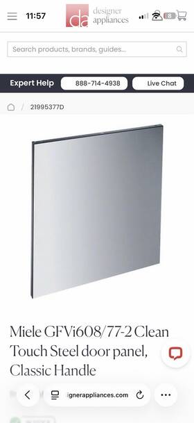 Gfvi608 Miele Gfvi608/77-2 Clean Touch Steel Door Panel Classic Handle