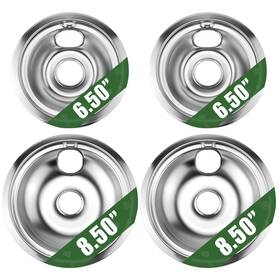 Bowls-4 Miflus Ge68c Silver Stove Drip Pans Chrome Burner Pan Packs 2 X 6 Inch And