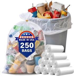 35ghd14mic Mineororo 30 33 35 Gallon Clear Trash Bags 250 Count High Density Garbage Made I
