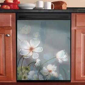 Mlgb 547554732221 Blooming White Flowers Dishwasher Cover Decorative Magnet Covers F