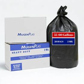 Mp-0055b Mugenplas Heavy Duty Contractor 55 Gallon Trash Bags 20 With Tie String Construct