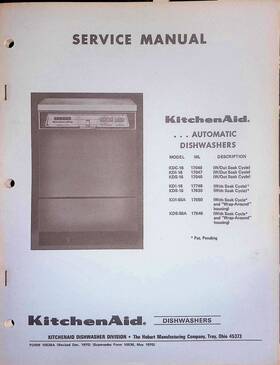 Kdi-16 Nan 10536a Kitchenaid Dishwasher Service Manual 1970 Form Models Kdc-16