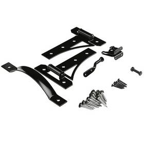 N109-314 National Hardware Gate Suite Kit With Hinges Cottage Style Black -