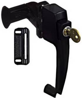 N178-376 National Hardware Screen And Storm Door Latch Keyed Push-button Black Satin -