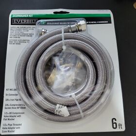New Everbilt 6ft Dishwasher Hose Line Connector Braided Nylon Kit