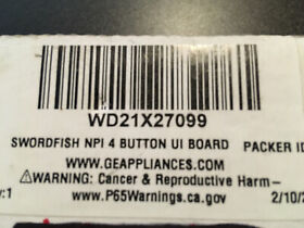 Wd21x27099 New Oem Ge Dishwasher Configured 4 Button User Interface Control #wd21x27099