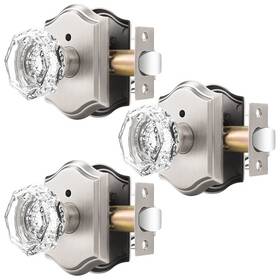 Dl-c30ao-csn-fbk-3pack Orger Octagonal Crystal Door Knobs 3 Pack Interior Privacy Handle For B