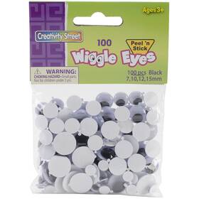 3446-05 Pacon Creativity Street Peel And Stick Wiggle Eyes Assortment 100/pk-black