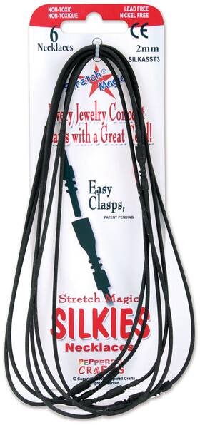 Silkies-3 Pepperell Stretch Magic Silkies Necklaces 2mm 6/pkg-black