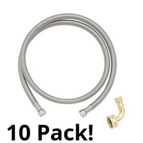 Pls1-48dw12f Plumbshop 10 Pack 3/8 Inch X 48 Braided Dishwasher Supply Line With 3/4 Hose Elbow