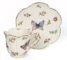 Porcelain Butterfly Teacup And Saucer With Gold Trim. Morning Meadow Collection