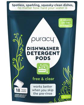 Pdp18 Puracy Dishwasher Pods Natural Detergent Free And Clear Dish Tabs - E