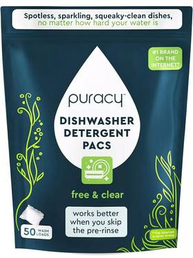 Pdp50 Puracy Dishwasher Pods 50 Count Natural Detergent Free And Clear Dish