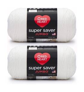 E302c.0311p02 Red Heart Super Saver Jumbo White Yarn - 2 Pack Of 396g/14oz Acrylic 4 Me