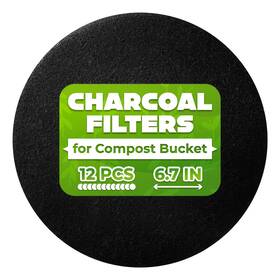 Cf-cb22 Reluen 12pack 6.7 Inch Charcoal Filters For Kitchen Compost Bin Pail Replacement