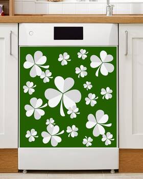 Rocking Giraffee 711181612073 Dishwasher Magnet Cover St. Patricks Day White Clover Magnetic