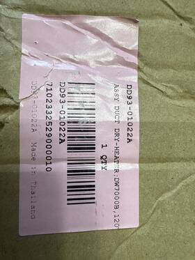Dd93-01022a Samsung Dishwasher Oem - Duct Dry Heater