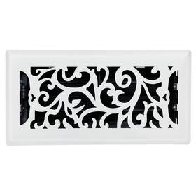 Flr412-wht Sierra Grates 4 Inch X 12 Floral Design Steel Floor Register In Glacier White Finish For