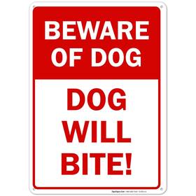 Si-834 Sigo Signs Beware Of Dog Sign Will Bite 10x14 Inches Rust Free .040 Aluminum Fad