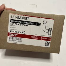 637-b23hwp Sioux Chief Brass Compression Fitting 3/8 Inch Od X 3/4 Fht 20-pack Elbow Connector