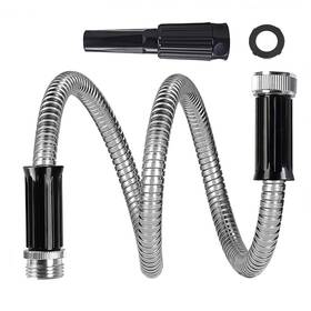 Ho010 Sixwood Metal Short Lead Hose 15ft 5/8 Inch Diameter Stainless Water With Adj
