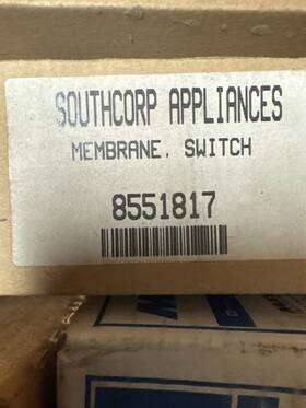 8551817 Southcorp Appliances Dishwasher Membrane Switch Assembly
