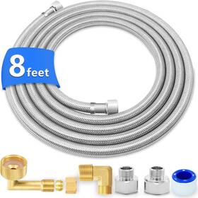 085p Spurest Dishwasher Installation Kit - 8 Ft Stainless Steel Hose With 3/8 Inch
