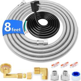 086e Spurest Dishwasher Installation Kit - 8 Ft Stainless Steel Hose With 3/8 Inch