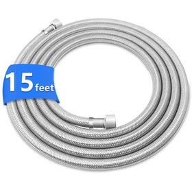 Dfh15 Spurest 15ft Stainless Steel Braided Water Supply Line For Dishwasher Brass 3/8 Inch